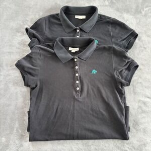 Aeropostale Polo Shirt Bundle‎ Women's 2 Black Short Sleeve Casual Basic Large